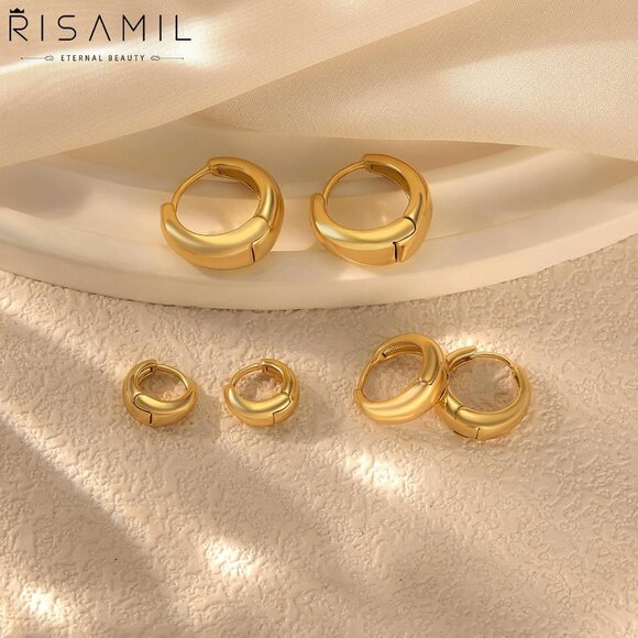 Hoop Earrings for Women 14K Gold Plated/Silver Hoops Simple Gold Knot - Picture 8 of 11